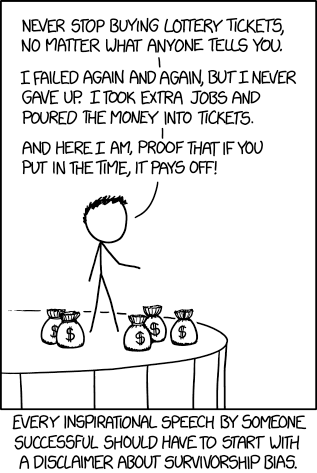 xkcd comic wherein a lottery winner gives some dubious life advice