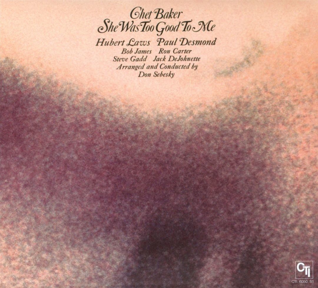 The album art for _She Was Too Good to Me_; the background is an indistinct, grainy purple-orange-pink blur.