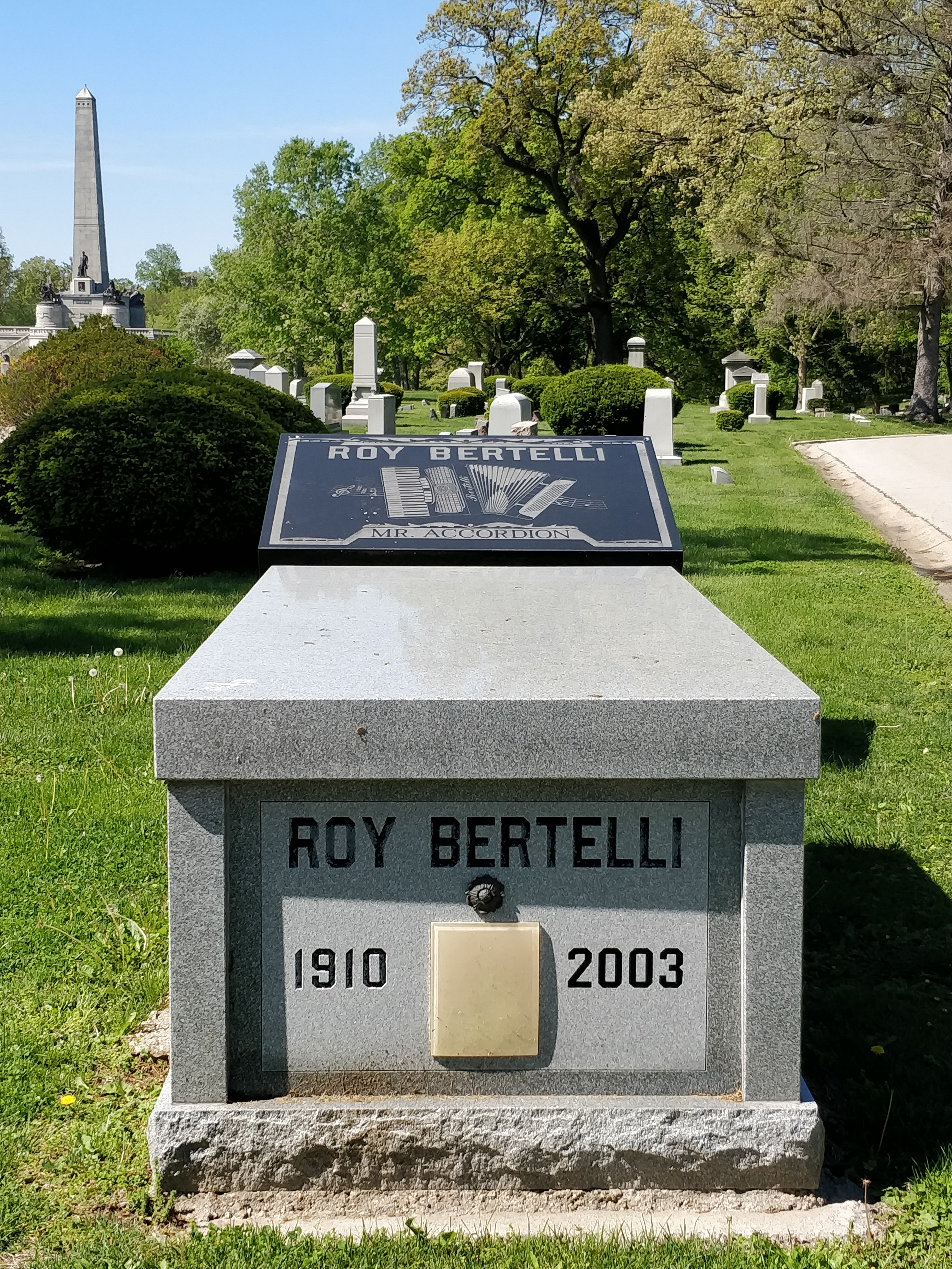 Gravestone for Roy Bertelli, aka "Mr. Accordion"